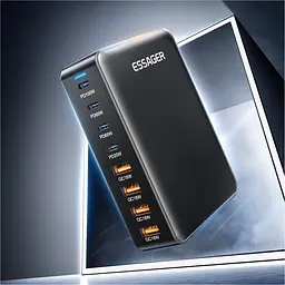 Мережевий зарядний пристрій Essager Engine 320W 4xUSB-C+4xUSB-A Чорний (EZC320W-QJB0G-Z) - мініатюра 8