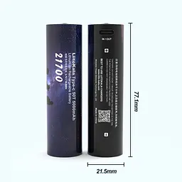 Акумулятор літієвий LiitoKala Type c-50T 21.5x77mm на 5000мАг