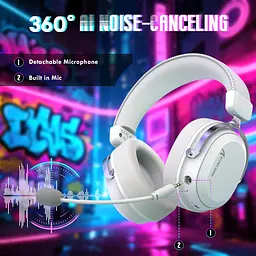 Ігрова гарнітура Attack Shark L30PRO Wireless, 2.4GHz/Bluetooth/3.5mm AUX/AUX-to-Type-C, White - мініатюра 6