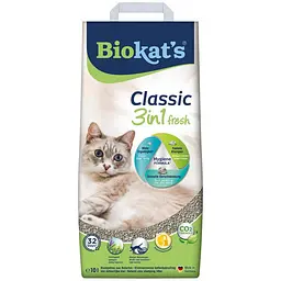 Наповнювач для котячого туалету Biokats Classic Fresh 3in1 бентонітовий 10 л (арт.613314/614212)