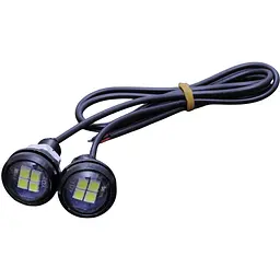 Денні ходові вогні ДХО очі врізні LED D23 мм / 3W / 12V / Зелені 2 шт.