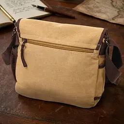 Практична сумка через плече для ноутбука 13" із щільного текстилю Vintage 22202 пісочний - мініатюра 4