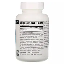 Амінокислота Source Naturals N-Аcetyl Cysteine 600 mg, 30 таблеток - мініатюра 2