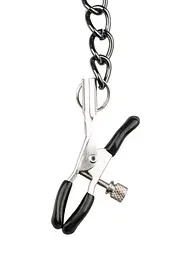 Нашийник EasyToys Leather Collar With Nipple Chains (чорний) - мініатюра 3