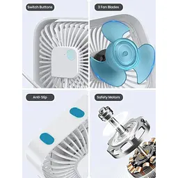 Портативний міні-вентилятор Topk K50 USB charging 360° rotating White - мініатюра 5