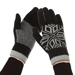 Рукавички ArmorStandart Touch Gloves Snowflake с орнаментом Black (ARM59993)