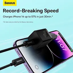 Блок швидкого заряджання OS Baseus GaN5 Fast Charger (mini) 1Type-C 30 W (CCGN070701) чорний - мініатюра 7