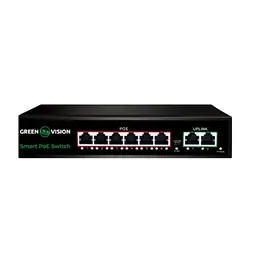 Комутатор POE GV-020-D-6G+2PG, Black, 6xLan, 2-UP link Green Vision teh0028244