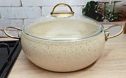Каструля O.M.S. Collection 3141 з гранітним покриттям з кришкою 18 см 2 л Слонова кістка (Туреччина) - мініатюра 2