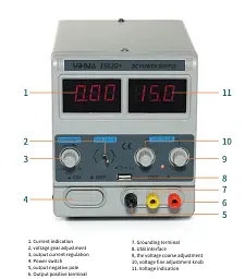 Лабораторний блок живлення Yihua 1502D+ Трансформаторний / 15V / 2A / 50W + USB, цифрова індикація напруги та струму (19465) - мініатюра 5