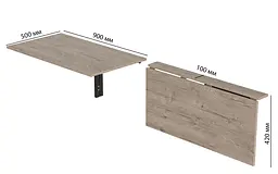 Обідній стіл-трансформер Ніка стіновий Ferrum-decor 420x900x500 Чорний метал ДСП Дуб Сан-Марино 16 мм (FRD-105165) - мініатюра 7