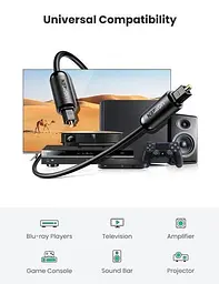 Кабель аудіо Ugreen Toslink оптичний 4 мм 1 м Black (AV122) - мініатюра 2