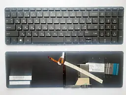 Клавіатура для ноутбуків HP Pavilion 15-P, 17-F Series чорна без рамки, з підсвічуванням RU/US