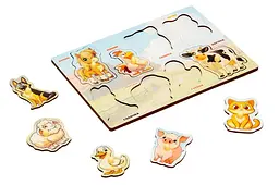 Сортер-вкладиш Puz-88741 "Домашні тварини" дерев'яний PuzzleOk - мініатюра 2