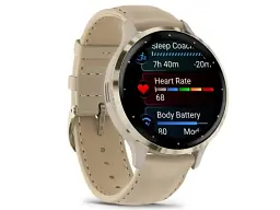 Смарт-годинник Garmin Venu 3S Soft Gold S. Steel Bezel w. French Gray Case and Leather Band (010-02785-55) - мініатюра 5