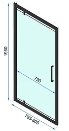 Душова кабіна Rea Rapid Swing 80x80 black REA-K6421 + REA-K6408, Чорний матовий, Універсальна, прозрачний, Чорний матовий - мініатюра 6