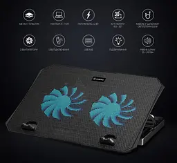 Охолоджувальна підставка для ноутбука до 15.6 дюйма GamePro GPCP-413 2xUSB 2xfans - мініатюра 4