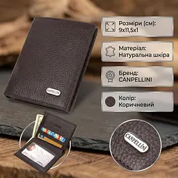 Компактний гаманець для чоловіків із натуральної шкіри флотар Canpellini 21873 коричневий - мініатюра 2