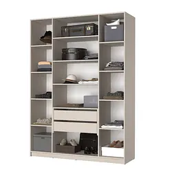 Шафа 4-дверна з антресоллю MebelStar Оскар ДСП BL-B, блок шухляд+полиці 160x52x260 см Сіра мишка (MBS-5036) - мініатюра 2