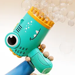 Пістолет для мильних бульбашок Dinosaur Bubble Gun з насадкою на 40 отворів 50ml Green - мініатюра 3