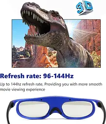 3D-окуляри Wowlela, універсальні з активним затвором DLP 96-144 Гц для Optoma BenQ Acer Viewsonic XGIMI Projector - мініатюра 4