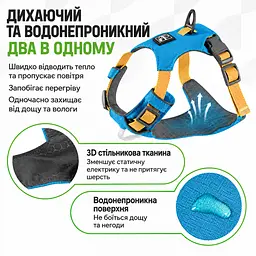 Шлея для собак Nunbell No-Pull з повідцем, регульована та світловідбивна M, Синій - мініатюра 9