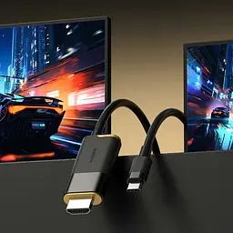 Кабель-перехідник HAGiBiS USB-C на HDXiaomi 2.1 8K@60Hz/Type-C 100W PD/2m SWC10 Black - мініатюра 7