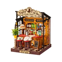 Конструктор Robotime Rolife дерев'яний 3DTipsy Cat Bar (DS054)