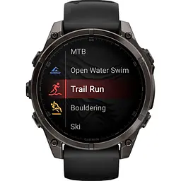 Смарт-годинник Garmin Fenix 8 AMOLED Sapphire 47mm Carbon Gray DLC Titanium with Black/Pebble Gray Silicone Band (010-02904-20) [115046] - мініатюра 9