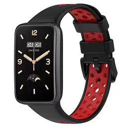 Силіконовий ремінець Primo Perfor Classic для фітнес браслета Xiaomi Smart Band 7 Pro Black-Red - мініатюра 2