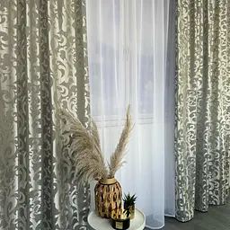 Штори жаккард "Вензель" сірий 150х270 см, 2шт, тасьма ALBO pbe0052939 - мініатюра 8
