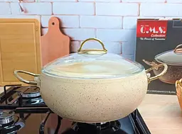 Каструля O.M.S. Collection 3141 з гранітним покриттям з кришкою 22 см 3 л Слонова кістка (Туреччина) - мініатюра 4