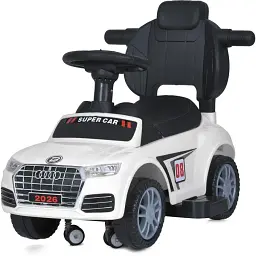 Дитяча каталка-толокар Bambi Racer M 5045L-1 з батьківською ручкою білий - мініатюра 2