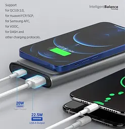 Портативна батарея Power Bank Hoco Q6 Aegis 22.5 W з функцією бездротової зарядки 10000mAh Dark gray - мініатюра 3