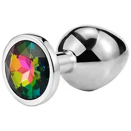 Анальна пробка Passion Rainbow сталева з кристалом розмір М 3.2x8.2 см (4821002030255)