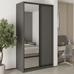 Шафа-купе дводверна MebelStar Стандарт BG ДСП/Дзеркало 130x45x240 см Антрацит (MBS-10123)