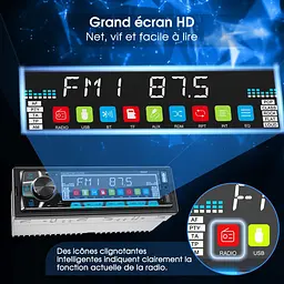 Автомобільне радіо Bluetooth Stereo Wireless AM/FM Автомобільне радіо 1 Din USB/Aux/SD/MPS карта - мініатюра 4