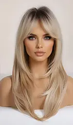 Реалістична перука «California Blonde» — Градуйований каскад та чубчик-шторка (Омбре) 65 см - мініатюра 4