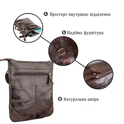 Сумка SHVIGEL 11136 із натуральної шкіри коричнева - мініатюра 4