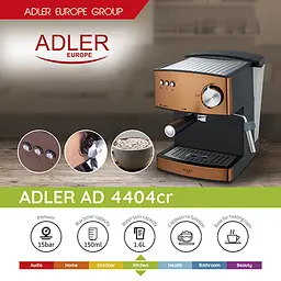 Кавоварка еспресо Adler AD 4404 cooper 15 Bar - мініатюра 7