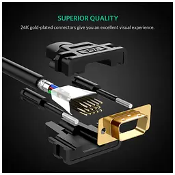 Кабель мультимедійний VGA M to VGA M 2.0m VG101 black Ugreen (11646) - мініатюра 7