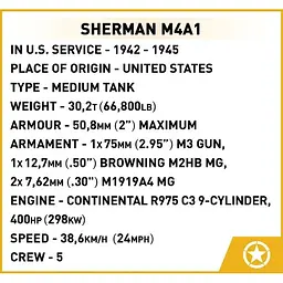 Конструктор Cobi Company of Heroes 3 Танк Шерман M4, масштаб 1:35, 615 деталей (COBI-3044) - мініатюра 13