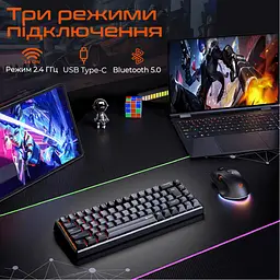 Клавіатура Meetion MK12 Bluetooth/USB Type-C Black (MT-MK12-A-RUA) - мініатюра 6