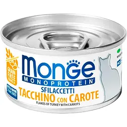 Вологий корм для котів Monge Monoprotein Solo Tacchino con carote Flakes з індичкою та морквою 80 г