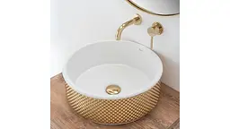 Умивальник Rea Helen 42,5x42,5 gold white (REA-U6978), Матова - мініатюра 3