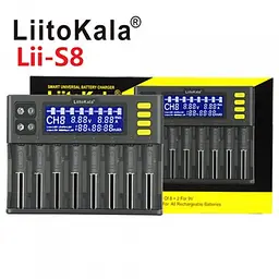 Зарядний пристрій для Liitokala Lii-S8, 8 каналів, Ni-Mh/Li-ion/LiFePo4, 220V/12V, LED+LCD - мініатюра 5