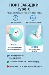 Інтерактивна іграшка м'яч кулька для дресирування кішок з зарядкою Type-C, котяча розважалка що рухається розумний м'ячик для кота - мініатюра 4