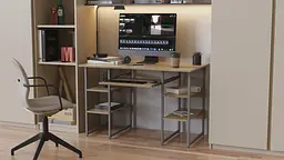 Комп'ютерний стіл Ferrum-decor Тім 75x140x60 сірий ДСП Дуб Сонома 16мм (FRD-102469)