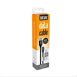 Кабель USB AM - Lightning, 2 м, чорний, ColorWay, 2.4A (CW-CBUL007-BK)
