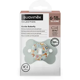 Пустушка Suavinex Wonderland фізіологічна у формі метелика 6-18 місяців світло-зелена (308783) - мініатюра 3